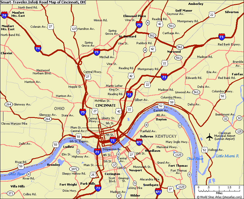 road map of cincinnati oh usa Cincinnati Map