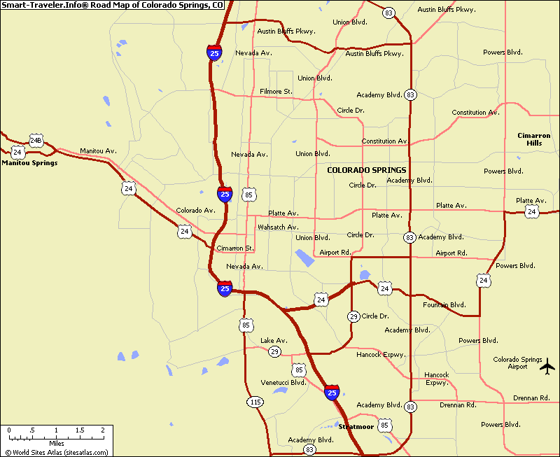 road map of colorado springs co usa Colorado Springs Subway Map