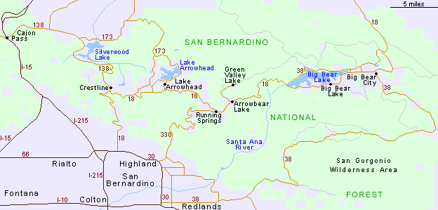 san bernardino mountains San Bernardino Map