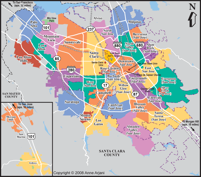 san jose neighborhoods San Jose Map