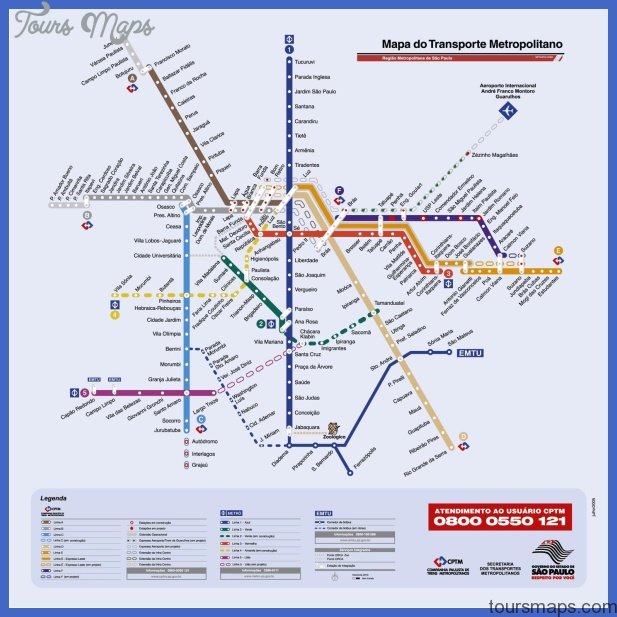 sao paulo city metropolitan transportation map brazil Sao Paulo Metro Map