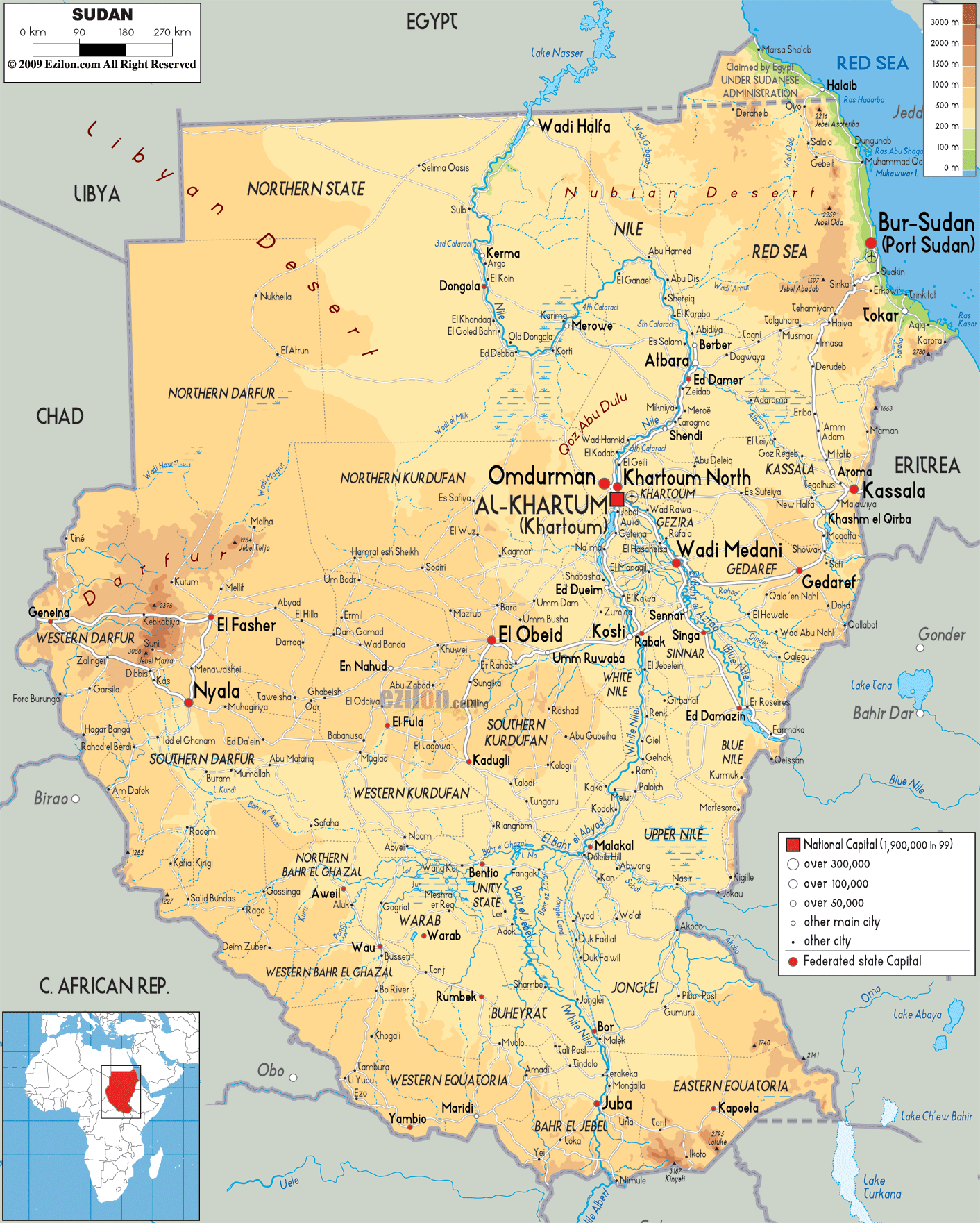 sudan physical map Sudan Map