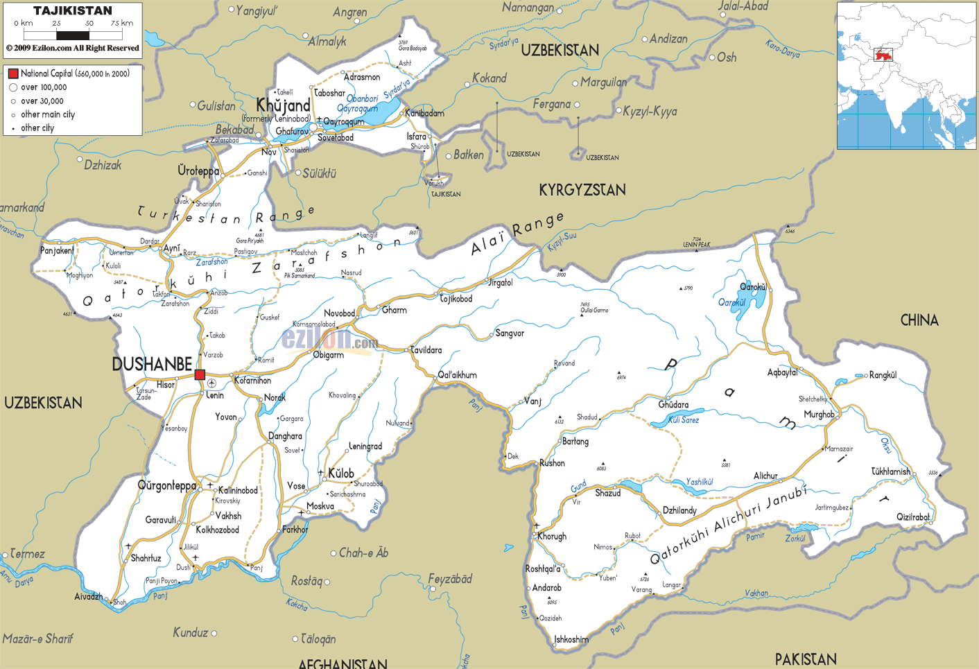 tajikistan map 5 Tajikistan Map