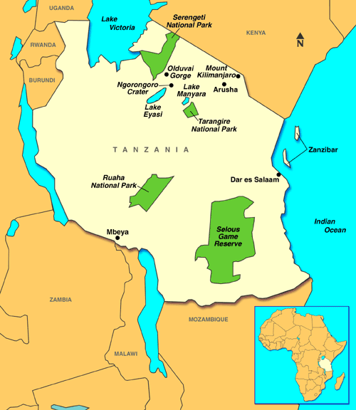 tanzania map Tanzania Map Tourist Attractions