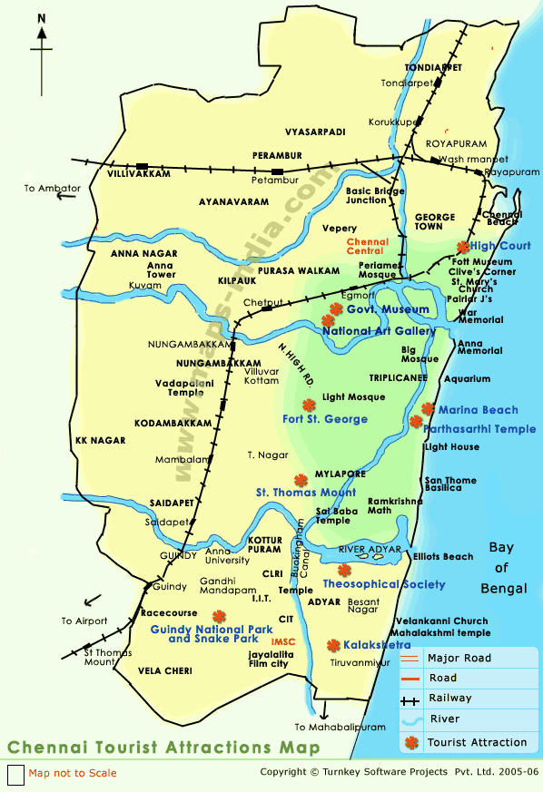 tourist attractions chennai Chennai Map