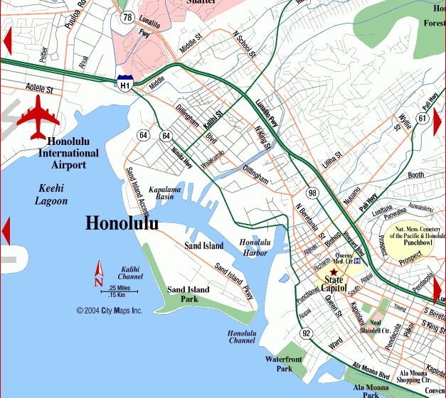Urban Honolulu Map Tourist Attractions Map Travel Holiday Vacations