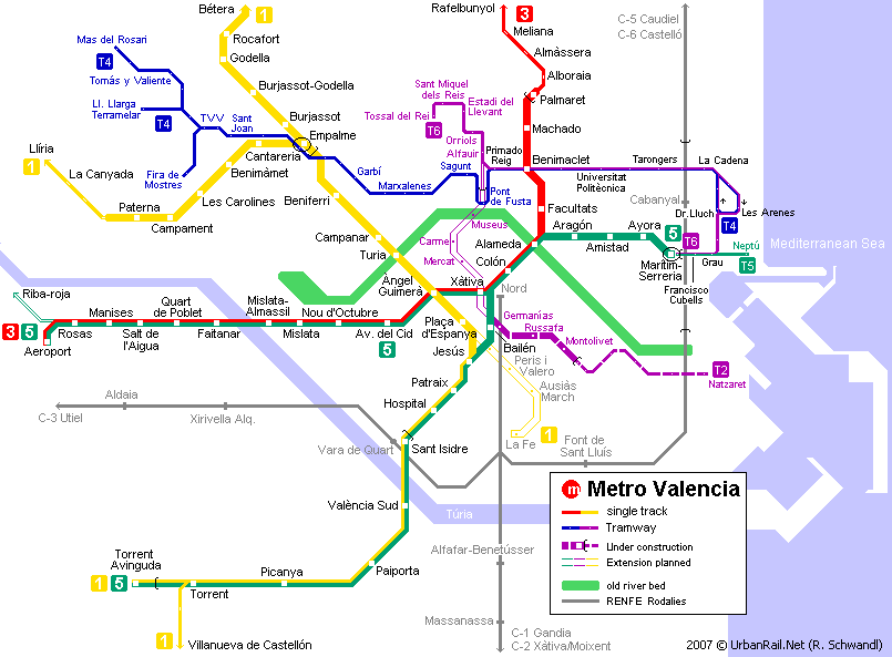 valencia map Spain Metro Map