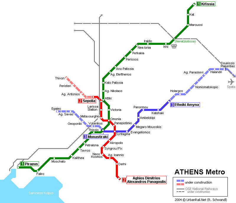 Athens Metro Map - ToursMaps.com