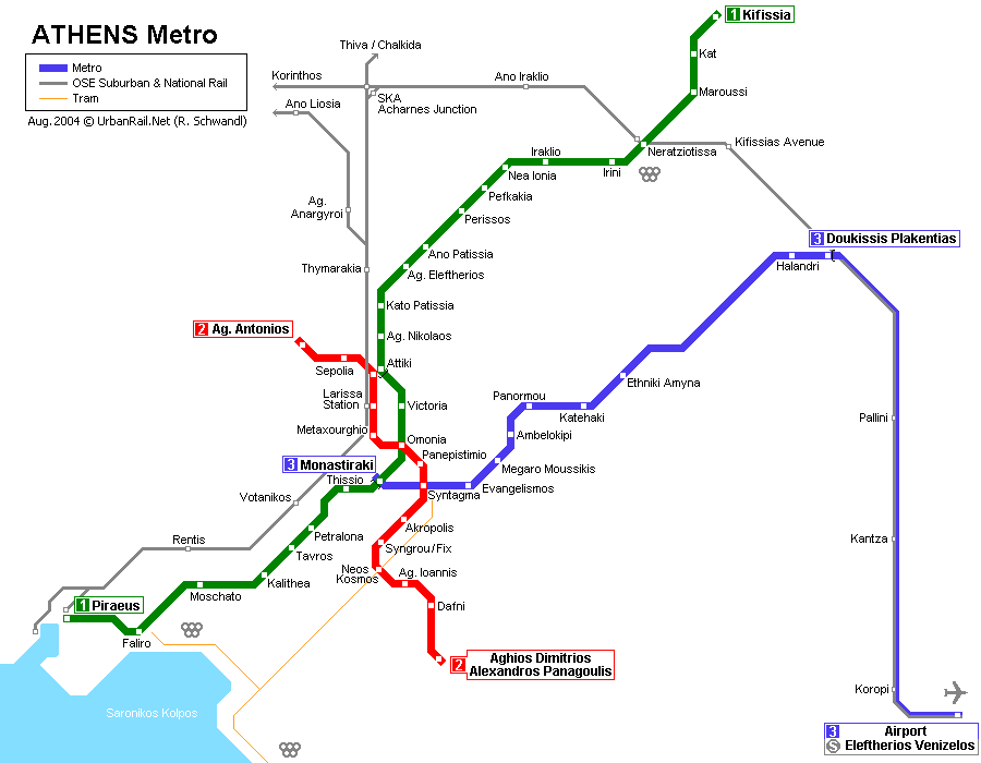 Athens Metro Map - ToursMaps.com