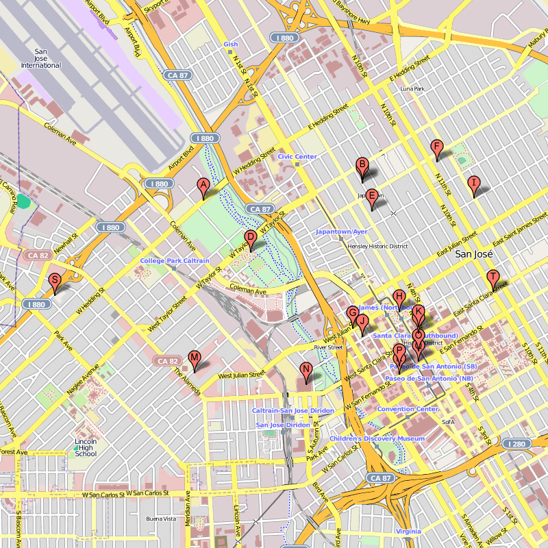 attractions n1 san jose San Jose Map Tourist Attractions