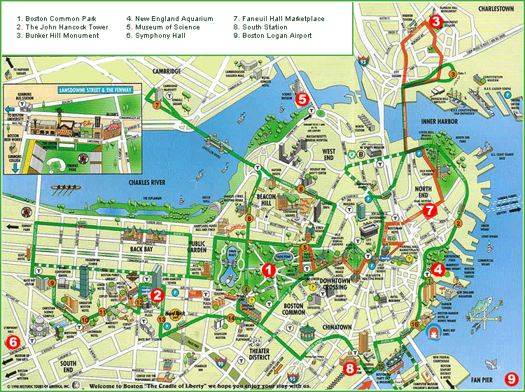 boston map tourist Boston Map Tourist Attractions