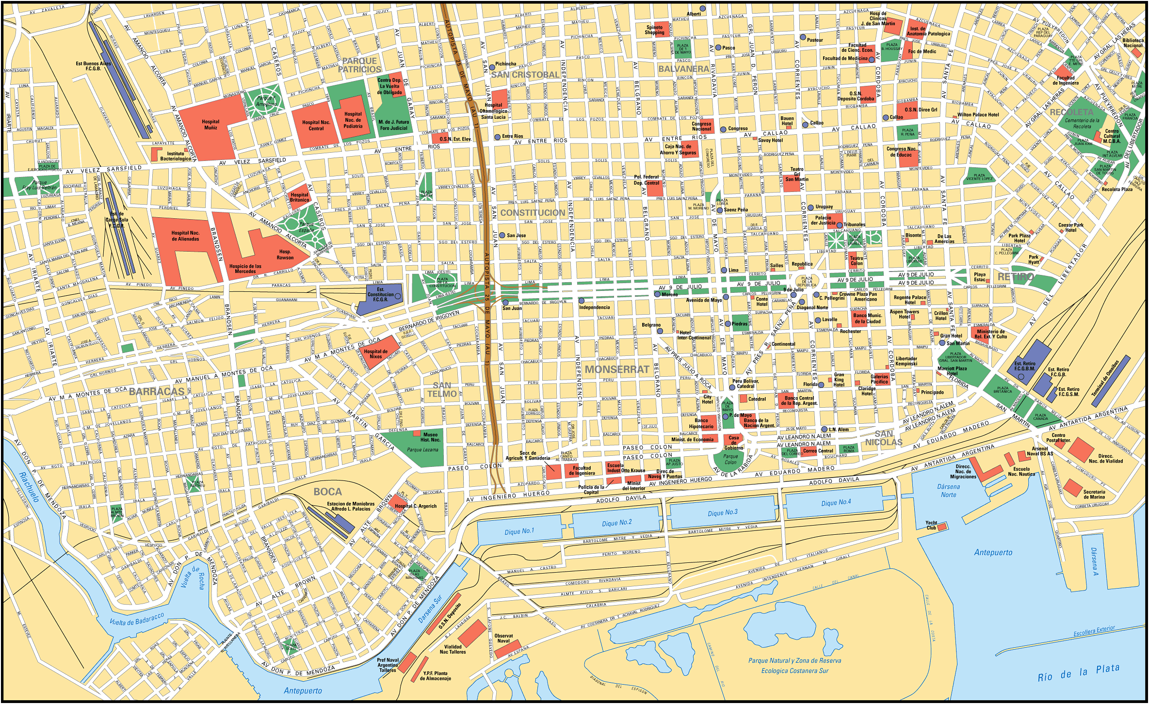 buenos aires street map Buenos Aires Map Tourist Attractions