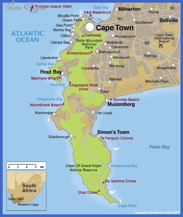 Cape Town Map - ToursMaps.com