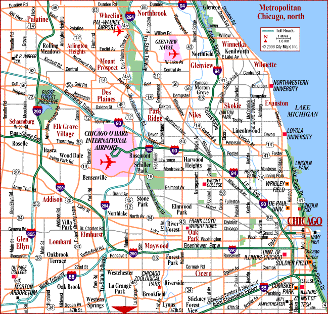 chicago metro n Chicago Map
