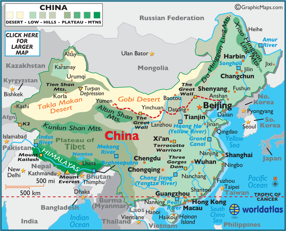 China map lakes - ToursMaps.com