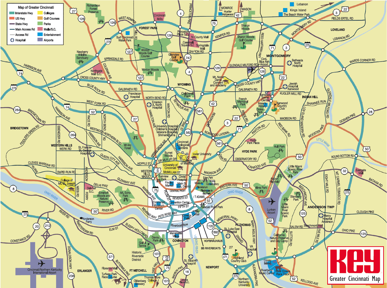 cincinnati tourist map Cincinnati Map Tourist Attractions