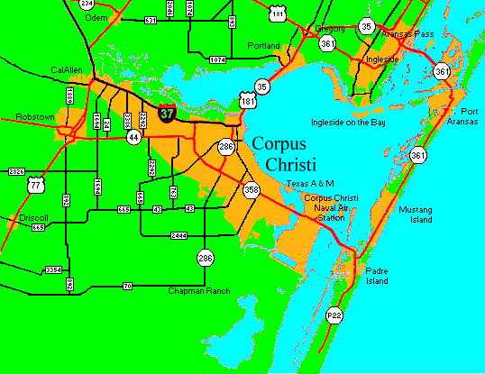 corpus christi area map Corpus Christi Map. 