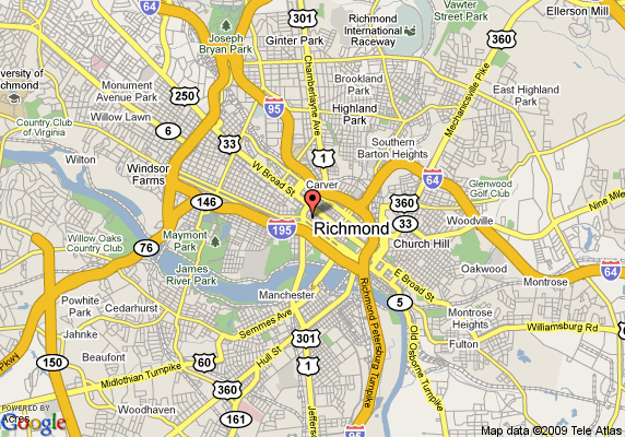 doubletree hotel richmond downtown map Richmond Map