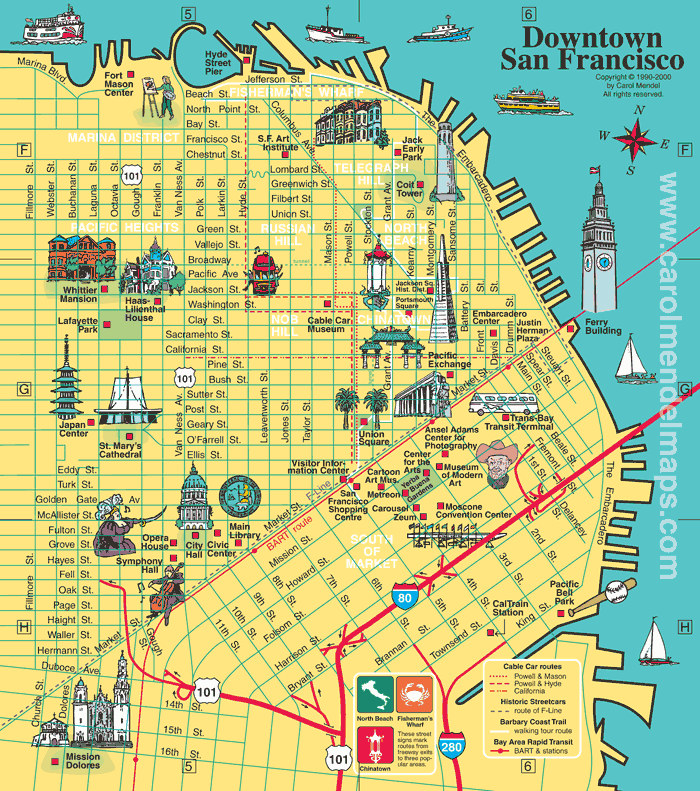 downtown san francisco map San Jose Map Tourist Attractions
