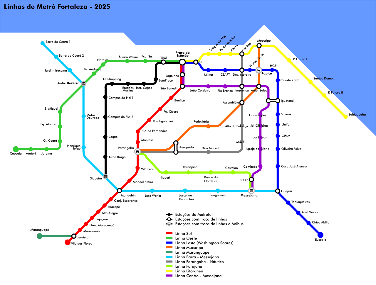 fortaleza metro map02 Fortaleza Subway Map