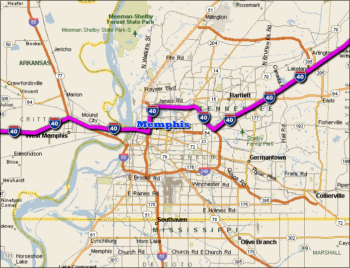 i 40 memphis map Memphis Subway Map