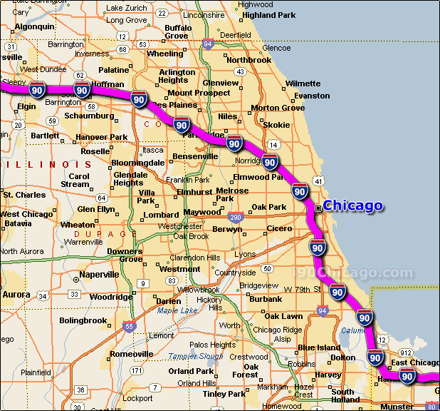 interstate 90 chicago map Chicago Map