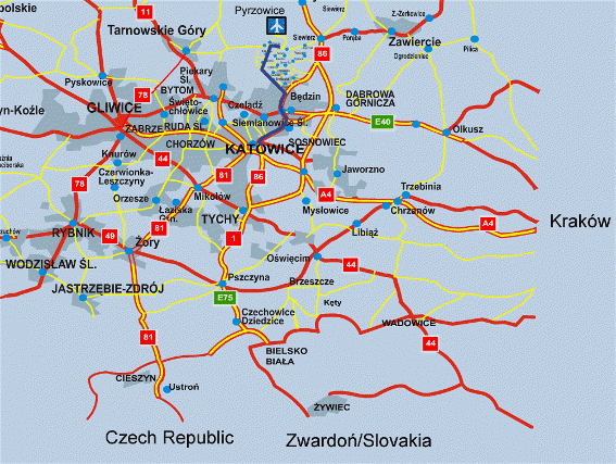 katowicearea map1 Katowice Map