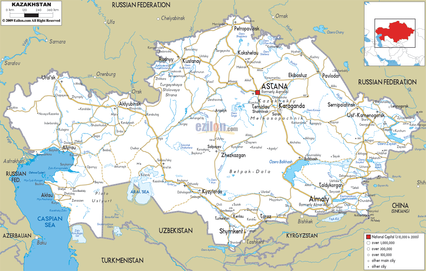 kazakhstan map  0 Kazakhstan Map