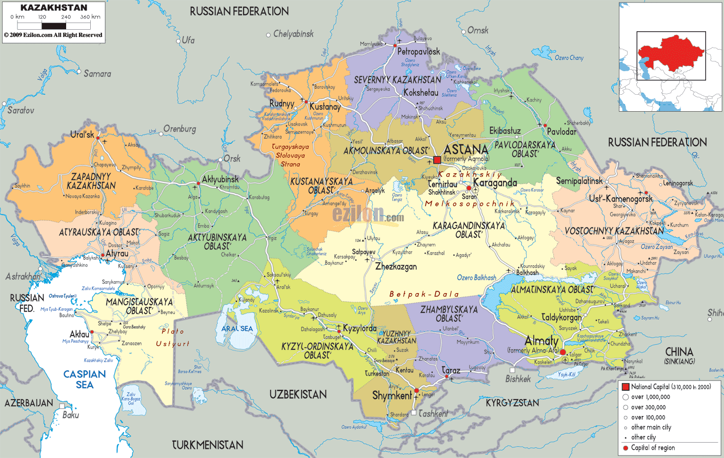 kazakhstan map  1 Kazakhstan Map