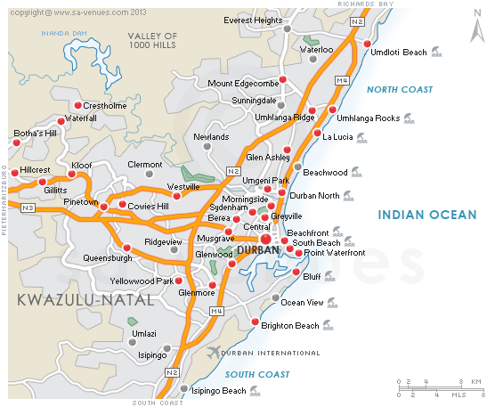 kzn durban metro ac South Africa Metro Map