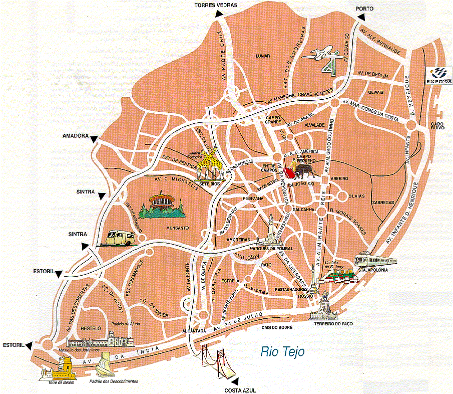 lisbon map Lisbon Map Tourist Attractions