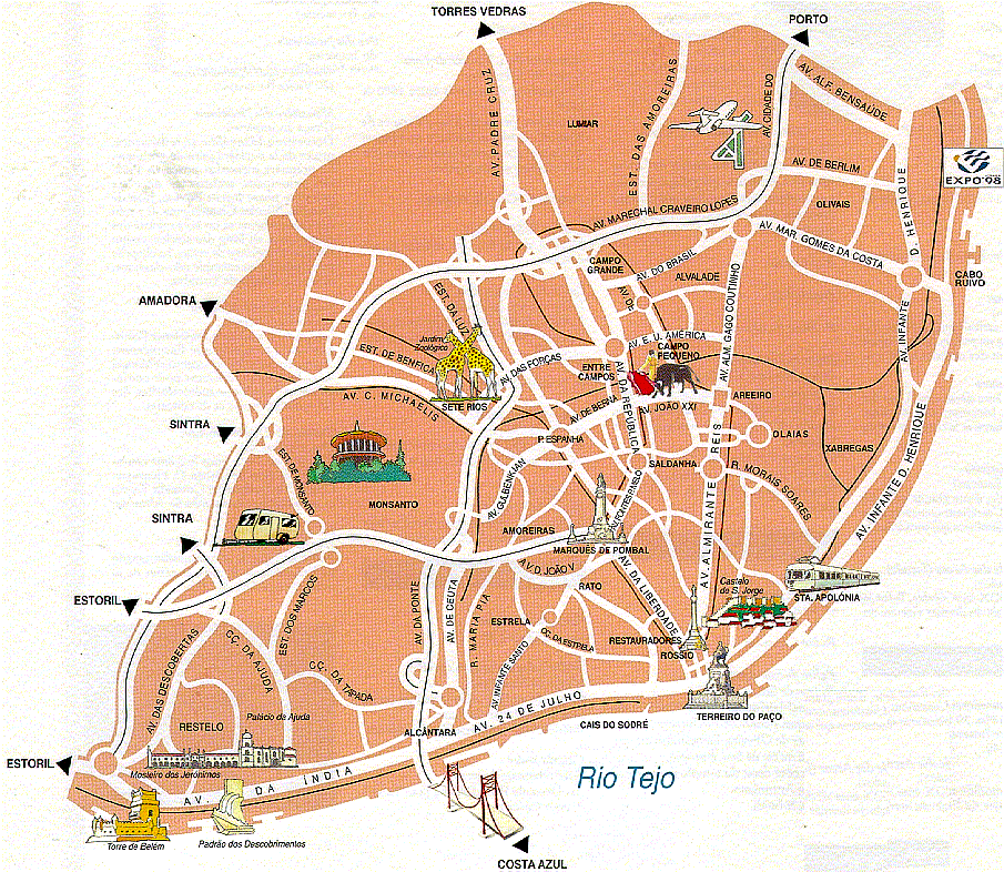 Lisbon Map Tourist Attractions 4150