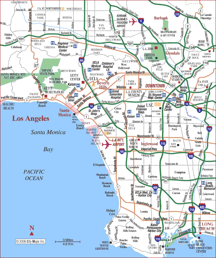 los angeles hospitals Long Beach Subway Map