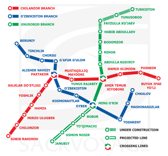 metro en Tashkent Subway Map