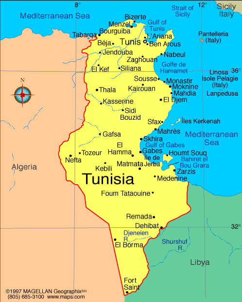 mtunis Tunisia Map