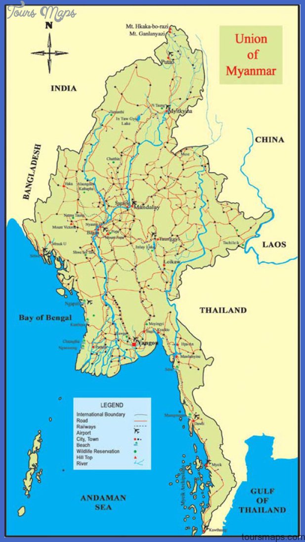 myanmarmap 1 Burma Map Tourist Attractions