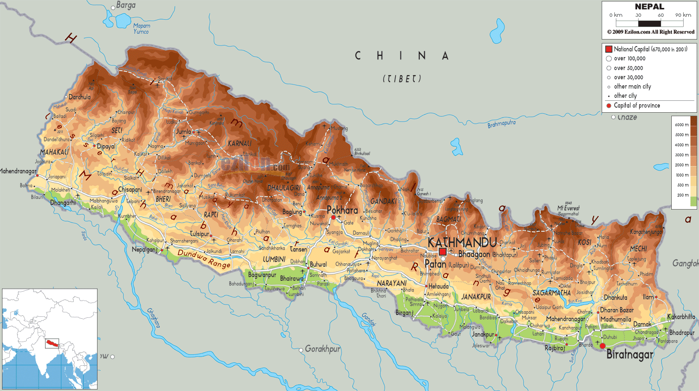 nepal physical map Nepal Map