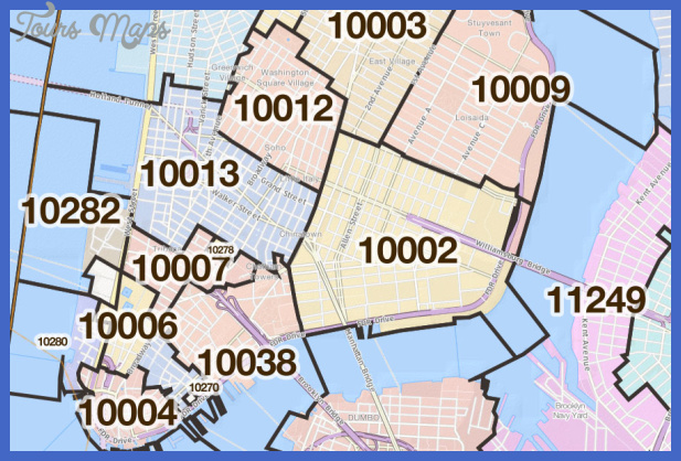 New York map zip codes - ToursMaps.com