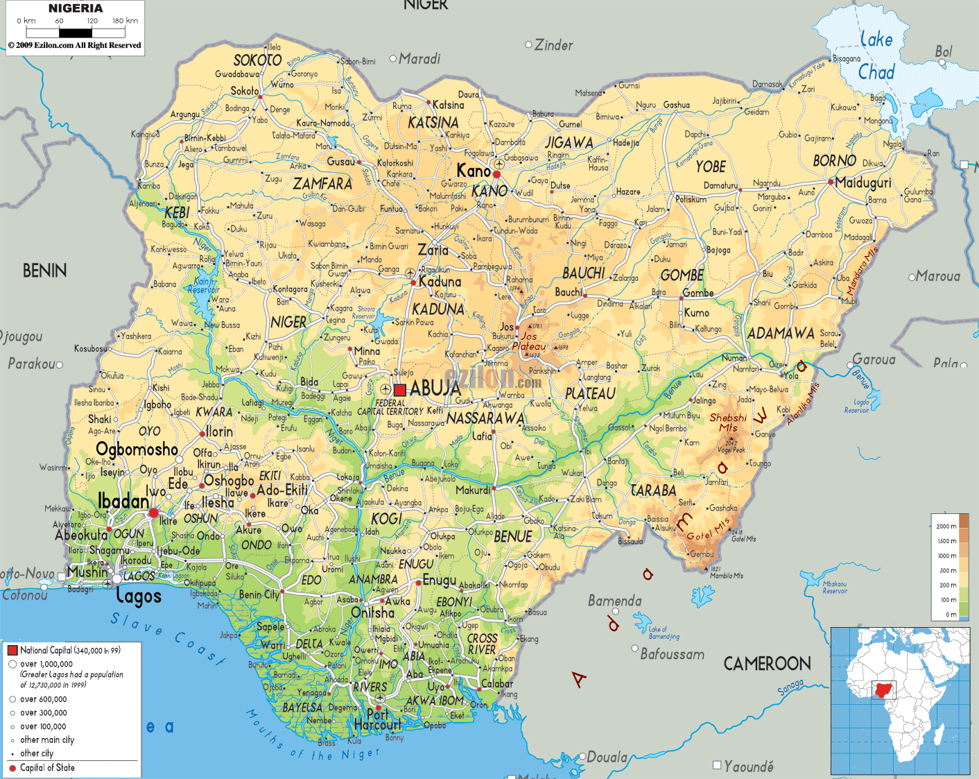 nigeria physical map Niger Metro Map