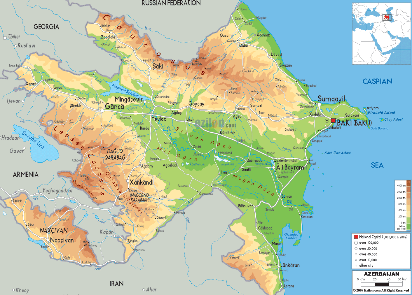 physical map of azerbaijan Azerbaijan Metro Map