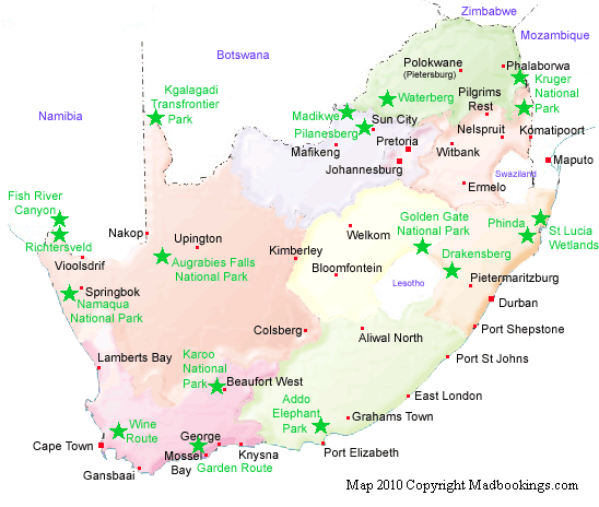 south africa map tourist attractions  0 South Africa Map Tourist Attractions