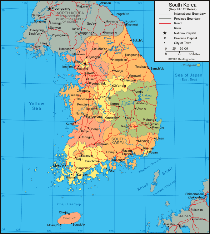 south korea map 1 Korea, North Map