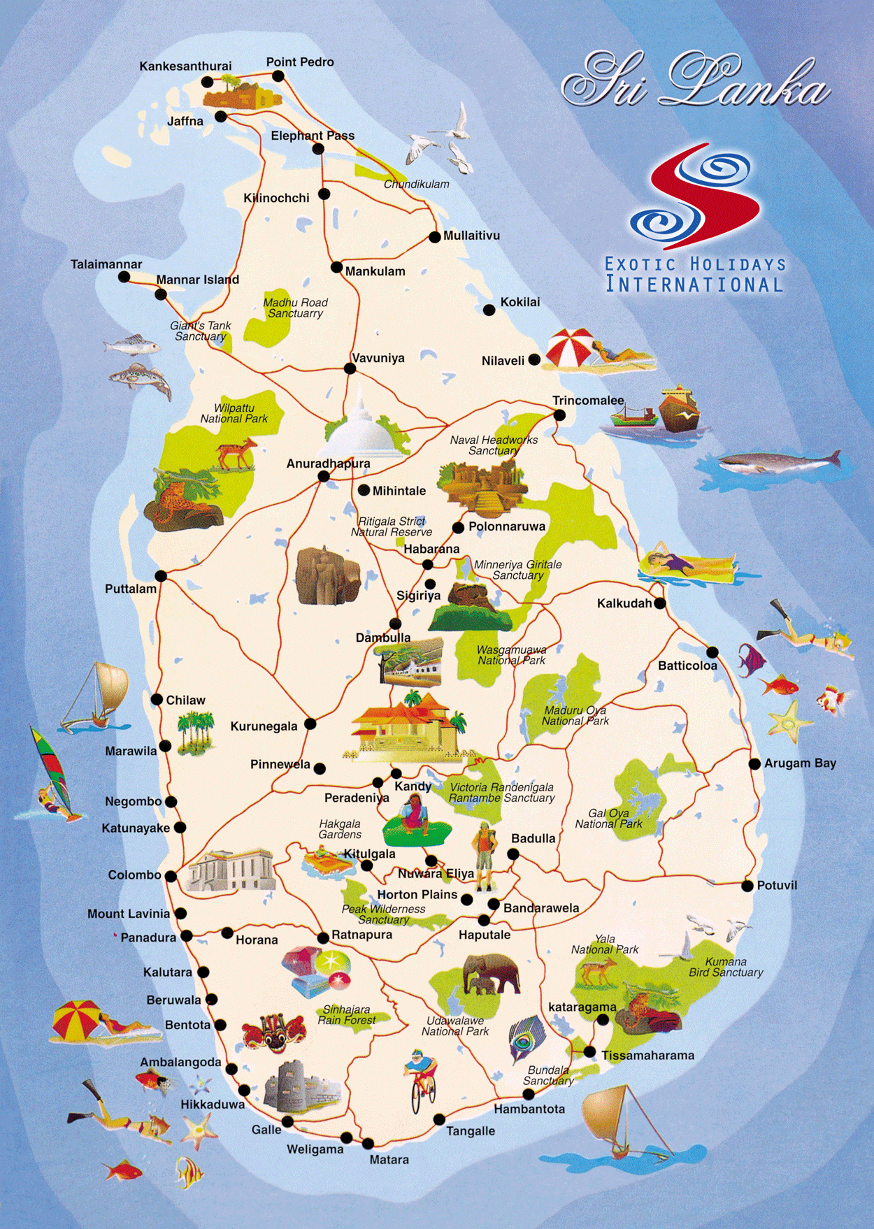 Sri Lanka Map Tourist Attractions - ToursMaps.com