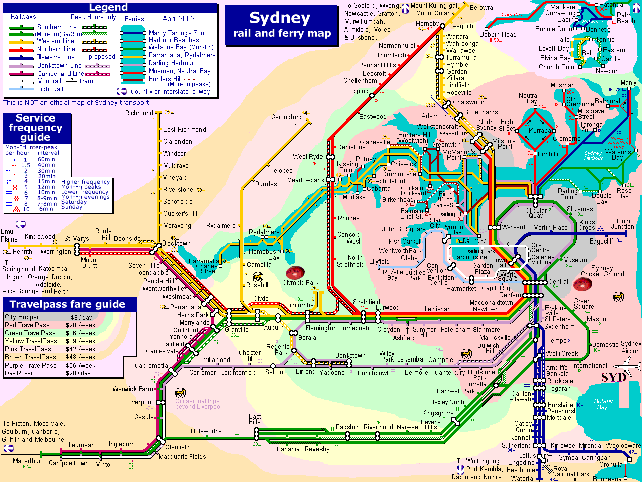 sydney rail and ferry map Sydney Subway Map