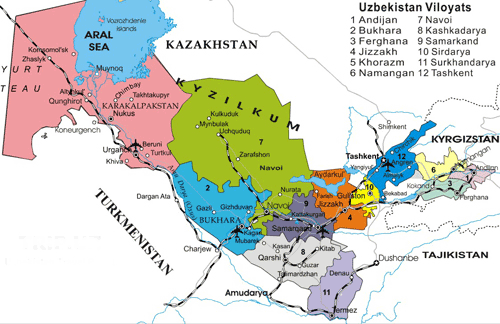 uzbekistan map tourist attractions  2 Uzbekistan Map Tourist Attractions