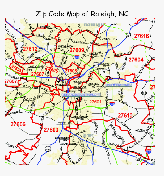 zip code map raleigh Raleigh Map