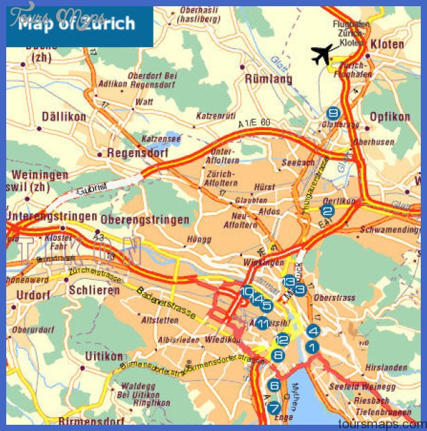 zurich map Switzerland Map Tourist Attractions