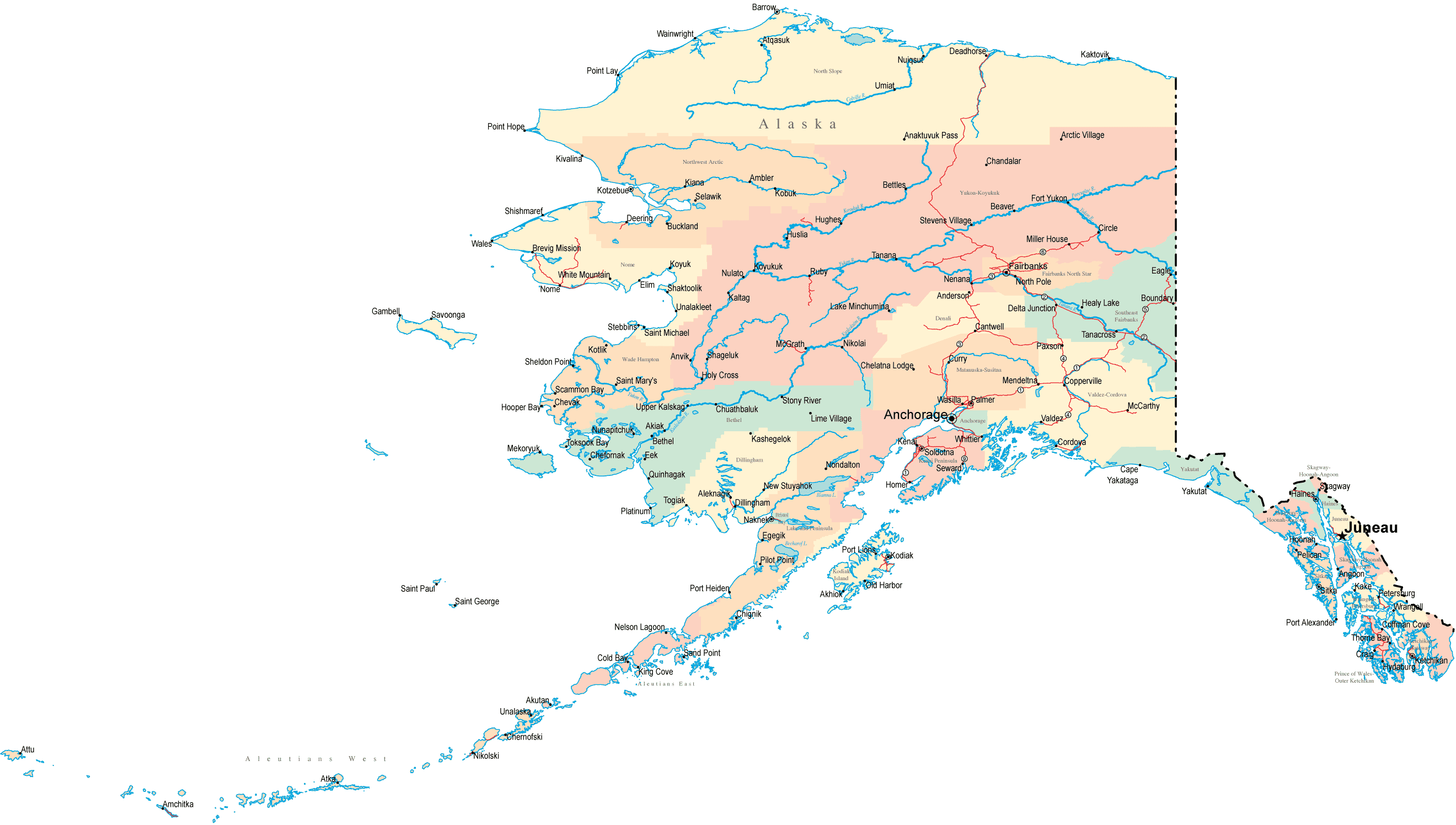alaska road map 1 Alaska Map Tourist Attractions