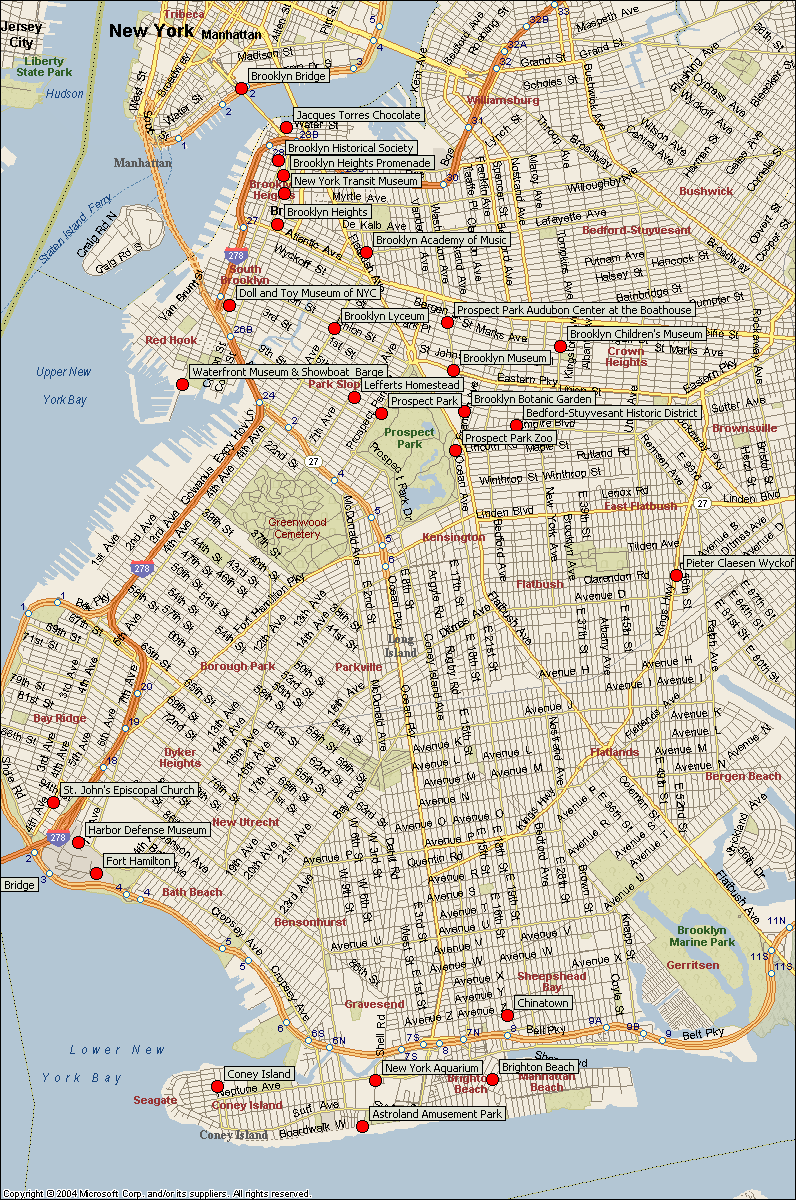 Brooklyn New York map neighborhoods - ToursMaps.com