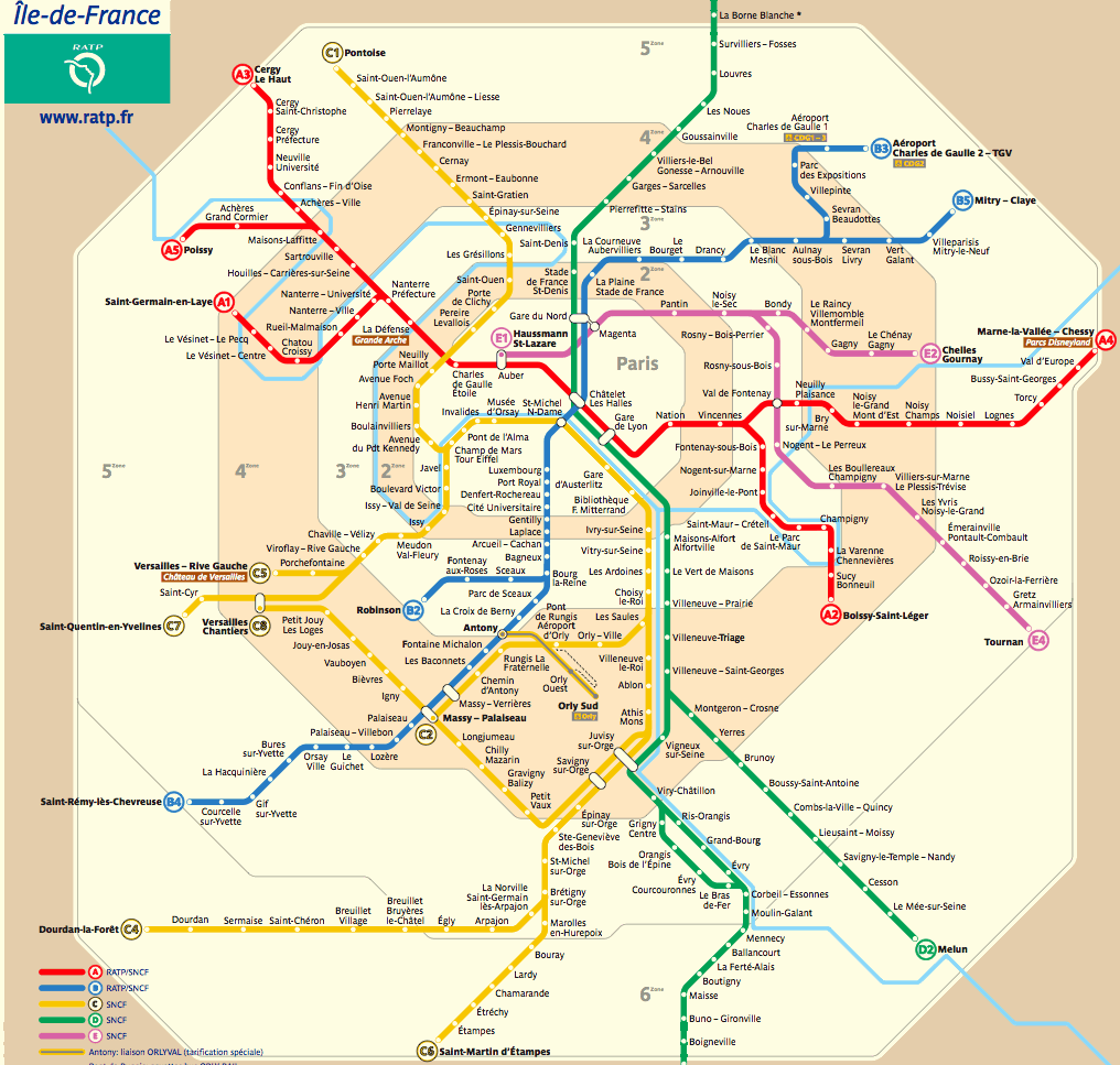 ile de france rer map 1 France Subway Map